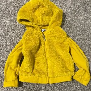 Mayoral Yellow Fluffy Sherpa Jacket Zip up Kids Toddler Size 2T